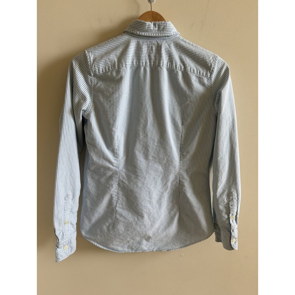 Lauren Ralph Lauren Blue and White Striped Button-Up Blouse - Picture 4 of 16